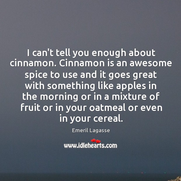 I can’t tell you enough about cinnamon. Cinnamon is an awesome spice Emeril Lagasse Picture Quote