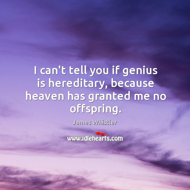 I can’t tell you if genius is hereditary, because heaven has granted me no offspring. James Whistler Picture Quote