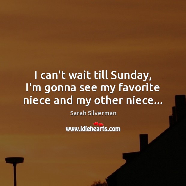 I can’t wait till Sunday, I’m gonna see my favorite niece and my other niece… Sarah Silverman Picture Quote