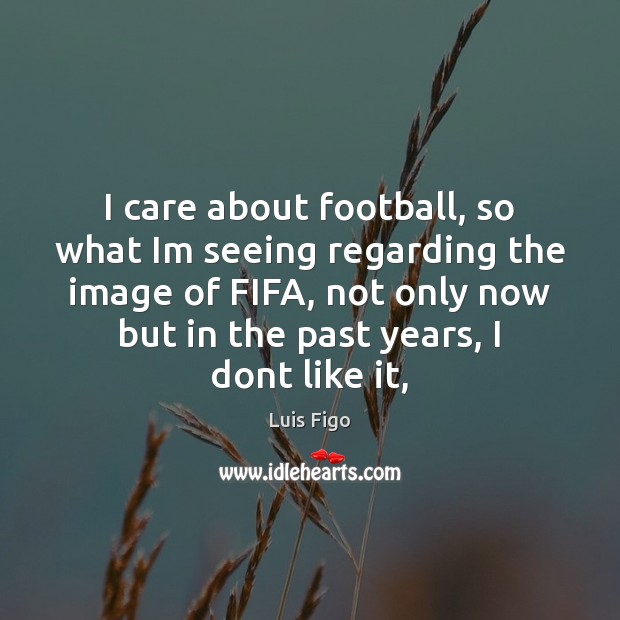 I care about football, so what Im seeing regarding the image of Luis Figo Picture Quote