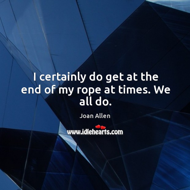I certainly do get at the end of my rope at times. We all do. Joan Allen Picture Quote