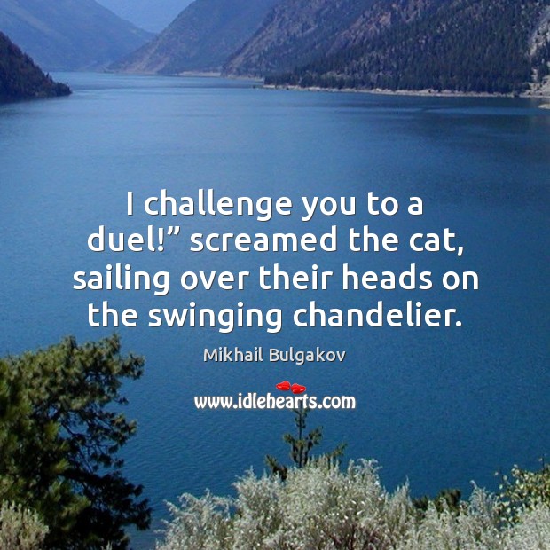 I challenge you to a duel!” screamed the cat, sailing over their Image