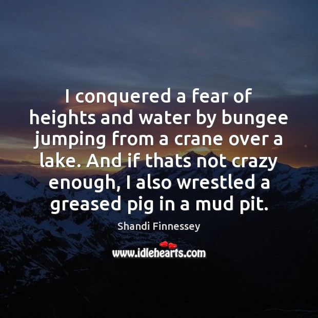 I conquered a fear of heights and water by bungee jumping from Shandi Finnessey Picture Quote
