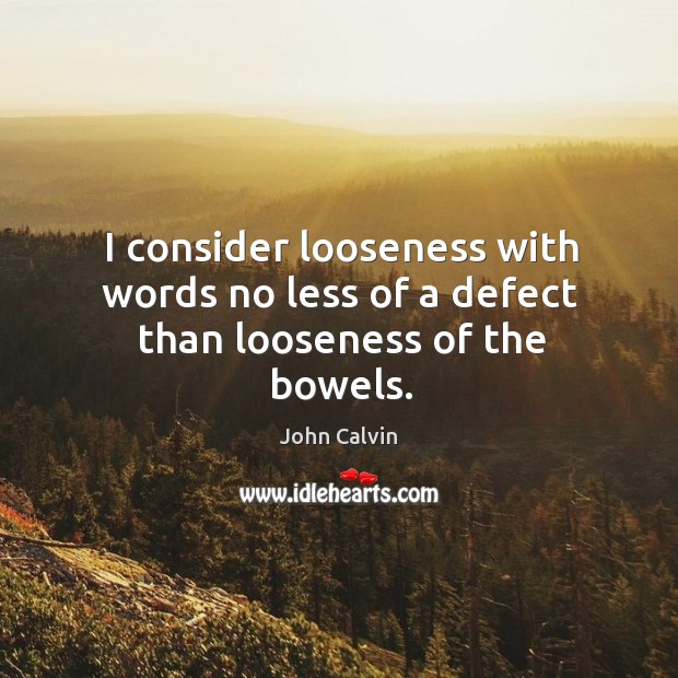 I consider looseness with words no less of a defect than looseness of the bowels. John Calvin Picture Quote