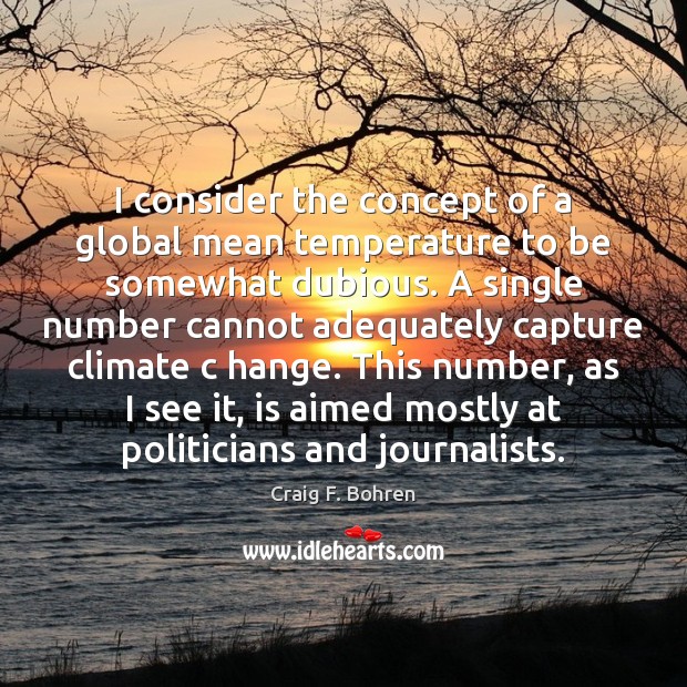 I consider the concept of a global mean temperature to be somewhat Image