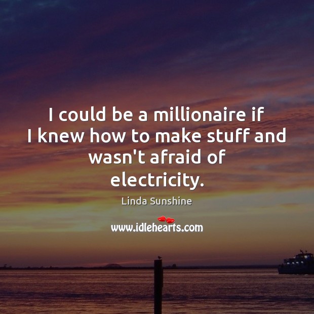 I could be a millionaire if I knew how to make stuff and wasn’t afraid of electricity. Linda Sunshine Picture Quote