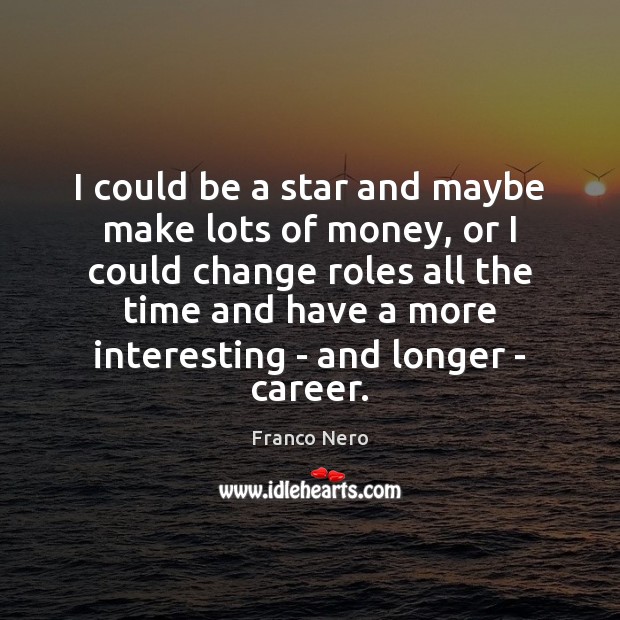 I could be a star and maybe make lots of money, or Franco Nero Picture Quote