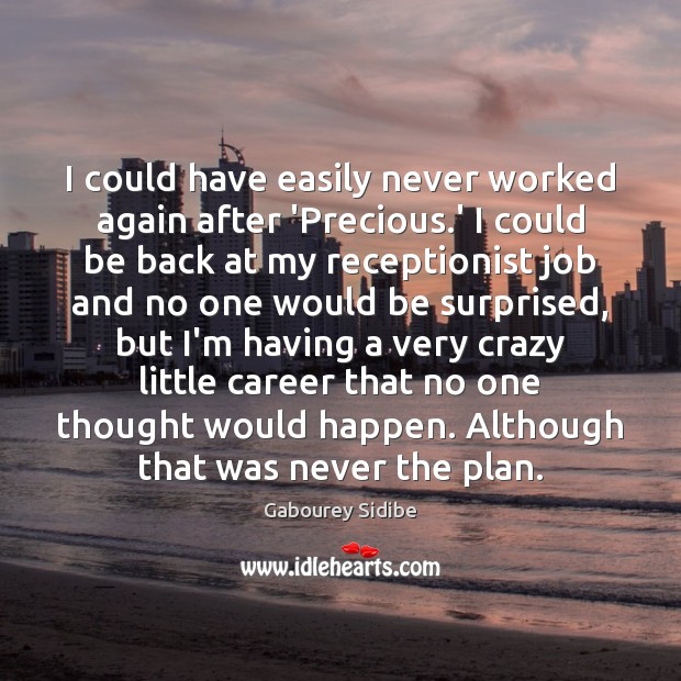 I could have easily never worked again after ‘Precious.’ I could Gabourey Sidibe Picture Quote