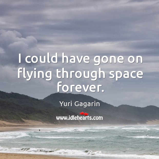 I could have gone on flying through space forever. Yuri Gagarin Picture Quote