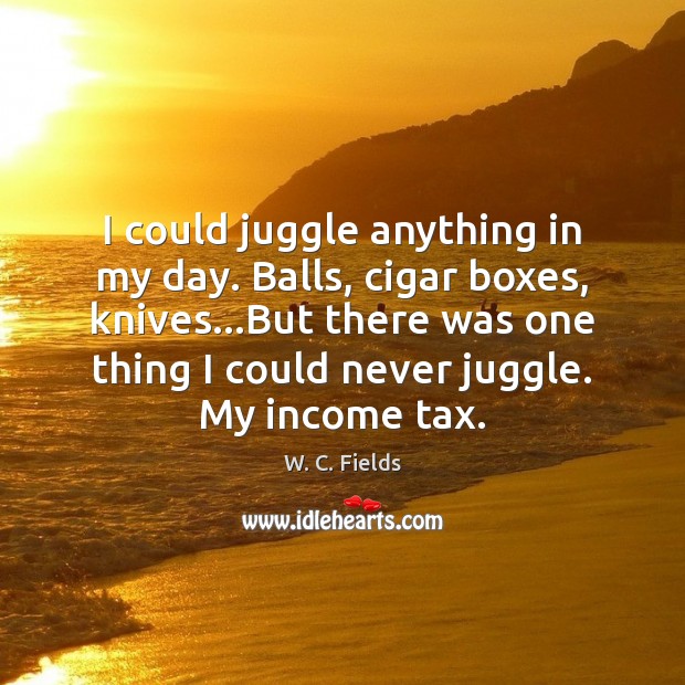 I could juggle anything in my day. Balls, cigar boxes, knives…But Income Quotes Image