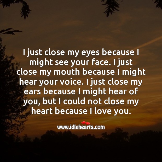 I could not close my heart because I love you. Thinking of You Quotes Image