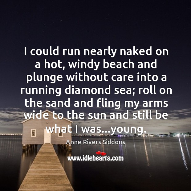 I could run nearly naked on a hot, windy beach and plunge Anne Rivers Siddons Picture Quote