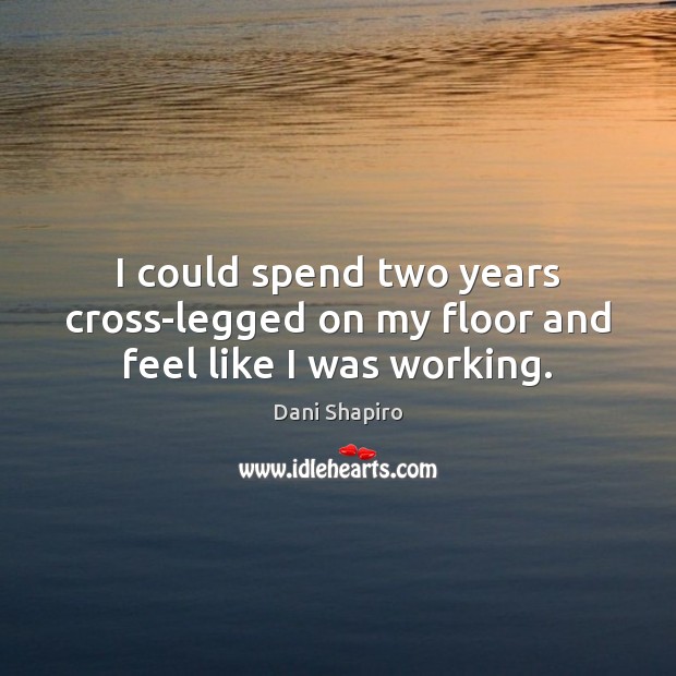 I could spend two years cross-legged on my floor and feel like I was working. Dani Shapiro Picture Quote