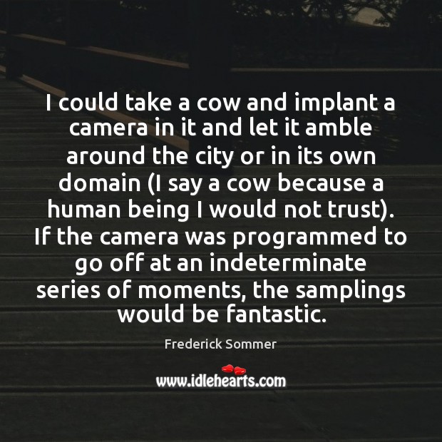 I could take a cow and implant a camera in it and Frederick Sommer Picture Quote