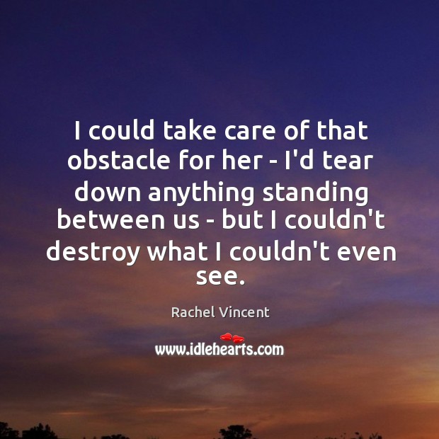 I could take care of that obstacle for her – I’d tear Rachel Vincent Picture Quote
