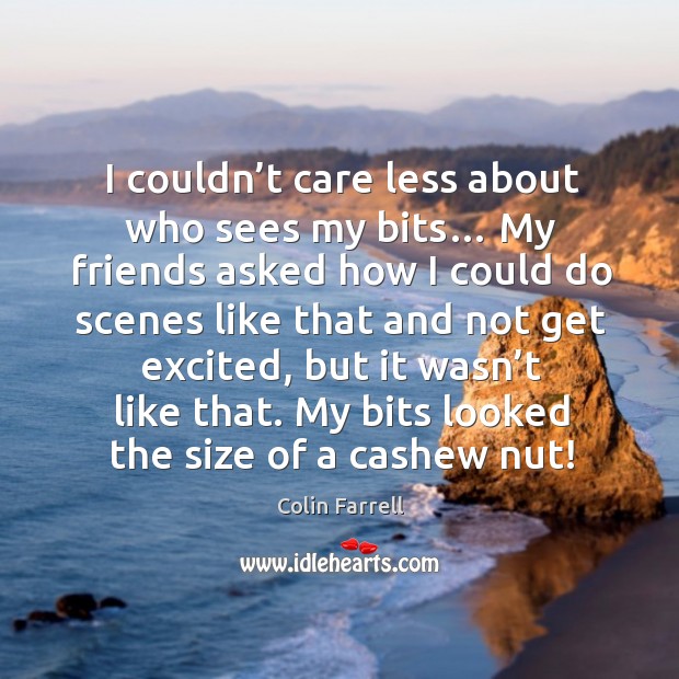 I couldn’t care less about who sees my bits… my friends asked how I could do scenes Colin Farrell Picture Quote