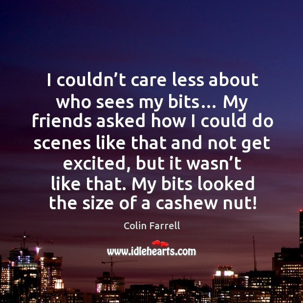 I couldn’t care less about who sees my bits… my friends asked how I could do scenes like Colin Farrell Picture Quote