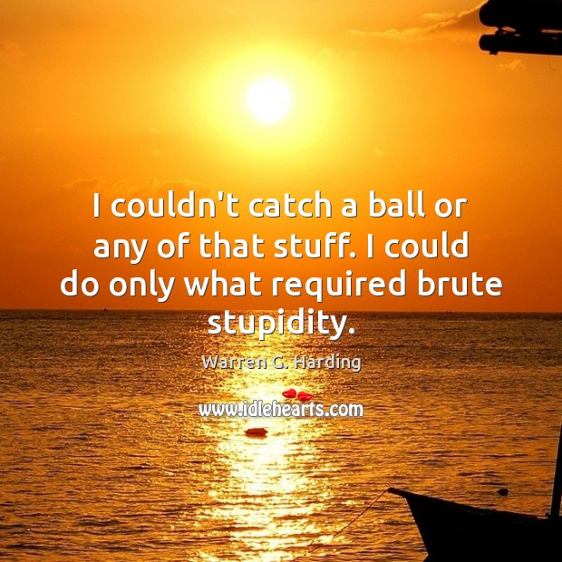 I couldn’t catch a ball or any of that stuff. I could Warren G. Harding Picture Quote