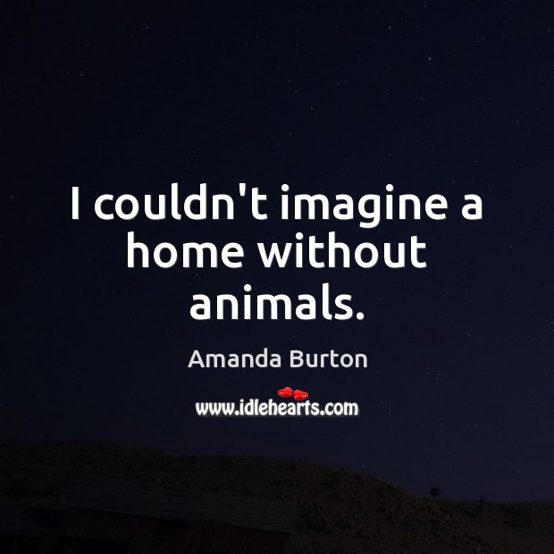 I couldn’t imagine a home without animals. Amanda Burton Picture Quote