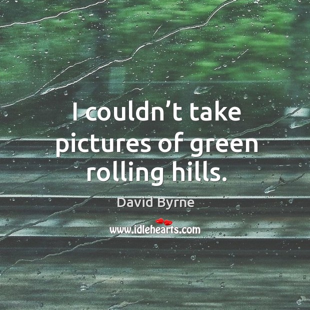I couldn’t take pictures of green rolling hills. David Byrne Picture Quote