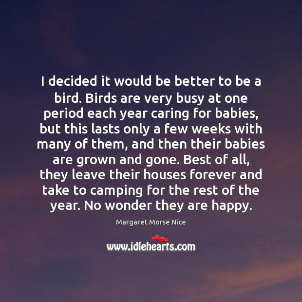 I decided it would be better to be a bird. Birds are Care Quotes Image