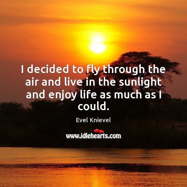 I decided to fly through the air and live in the sunlight Evel Knievel Picture Quote