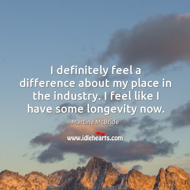 I definitely feel a difference about my place in the industry. I feel like I have some longevity now. Image