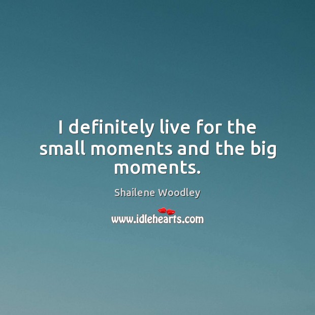 I definitely live for the small moments and the big moments. Shailene Woodley Picture Quote