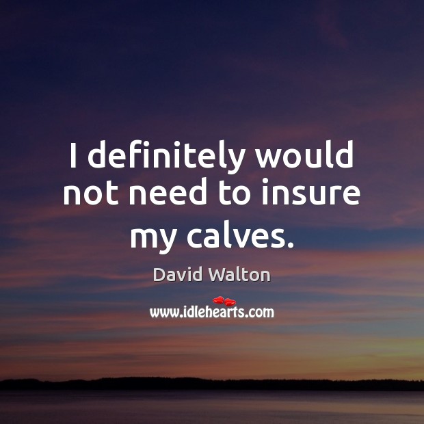 I definitely would not need to insure my calves. David Walton Picture Quote
