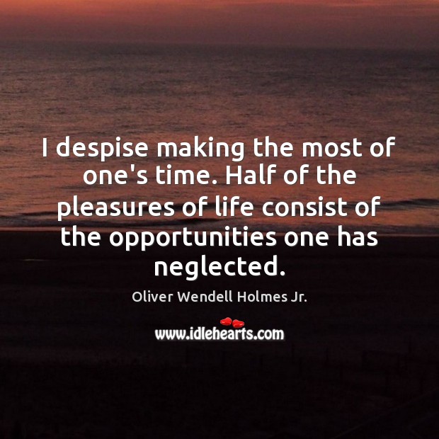 I despise making the most of one’s time. Half of the pleasures Image