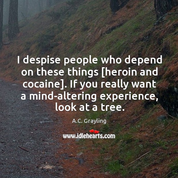 I despise people who depend on these things [heroin and cocaine]. If A.C. Grayling Picture Quote