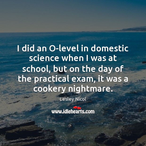 I did an O-level in domestic science when I was at school, Lesley Nicol Picture Quote