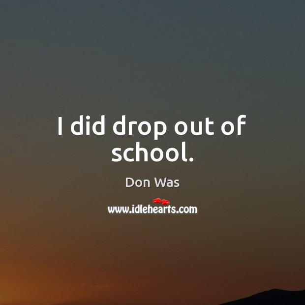 I did drop out of school. Don Was Picture Quote