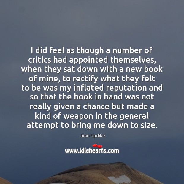I did feel as though a number of critics had appointed themselves, John Updike Picture Quote