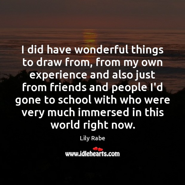 I did have wonderful things to draw from, from my own experience Lily Rabe Picture Quote