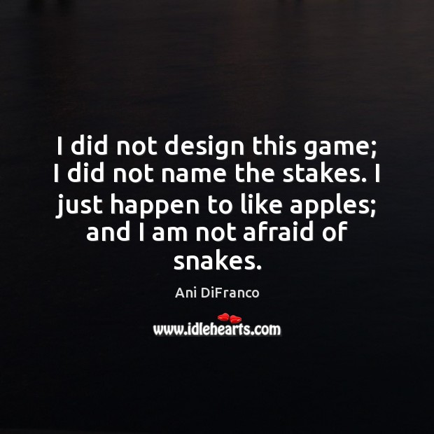 I did not design this game; I did not name the stakes. Ani DiFranco Picture Quote