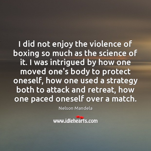 I did not enjoy the violence of boxing so much as the Nelson Mandela Picture Quote