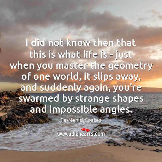I did not know then that this is what life is – Ta-Nehisi Coates Picture Quote