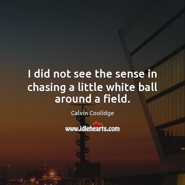 I did not see the sense in chasing a little white ball around a field. Calvin Coolidge Picture Quote