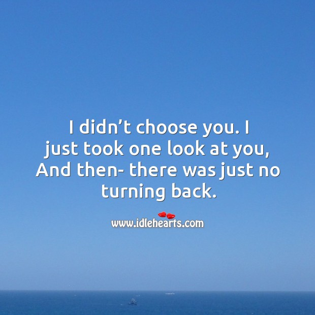 I didn’t choose you. I just took one look at you, and then- there was just no turning back. Image
