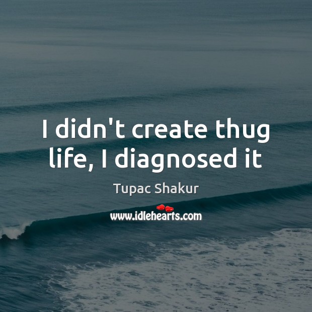 I didn’t create thug life, I diagnosed it Image