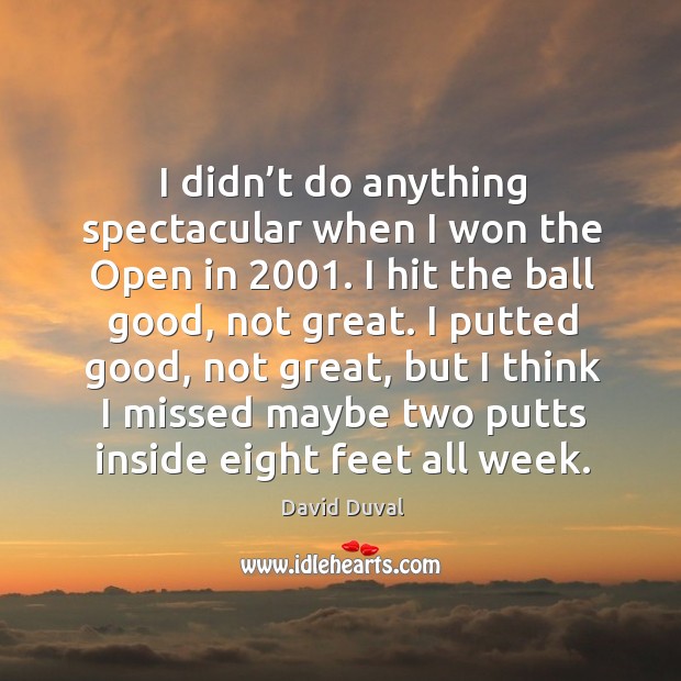 I didn’t do anything spectacular when I won the open in 2001. David Duval Picture Quote