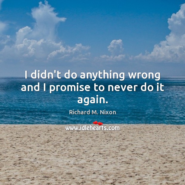 I didn’t do anything wrong and I promise to never do it again. Promise Quotes Image