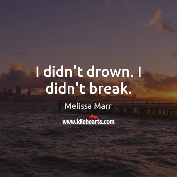 I didn’t drown. I didn’t break. Melissa Marr Picture Quote