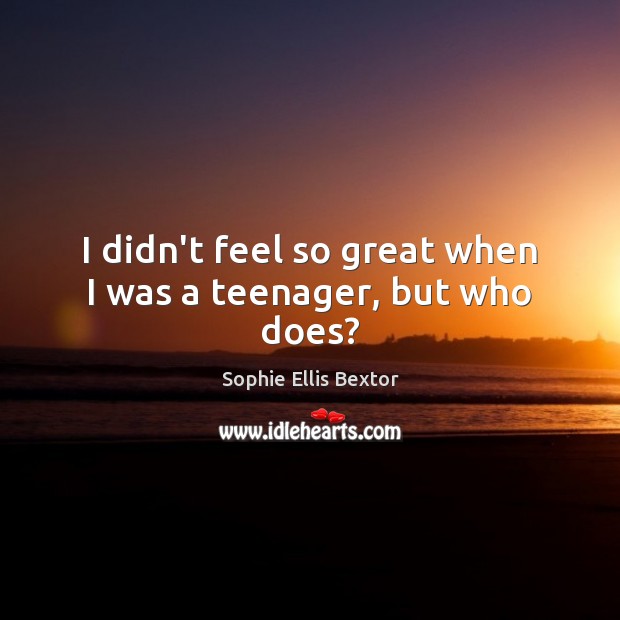 I didn’t feel so great when I was a teenager, but who does? Sophie Ellis Bextor Picture Quote