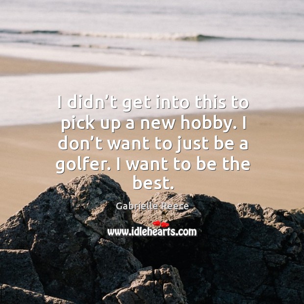 I didn’t get into this to pick up a new hobby. I don’t want to just be a golfer. I want to be the best. Gabrielle Reece Picture Quote