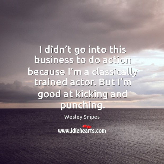 I didn’t go into this business to do action because I’m a classically trained actor. Wesley Snipes Picture Quote