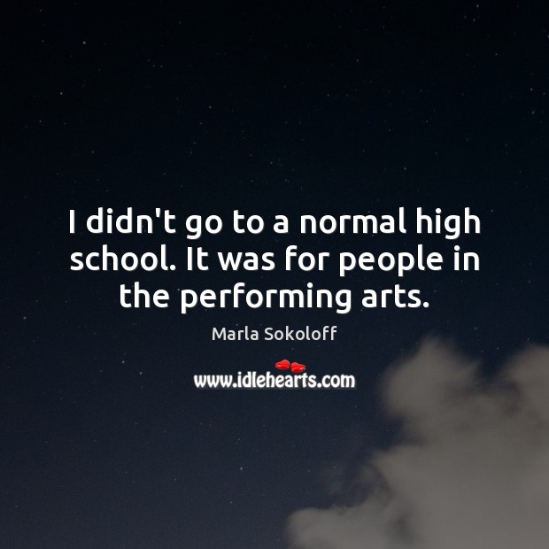 I didn’t go to a normal high school. It was for people in the performing arts. Marla Sokoloff Picture Quote
