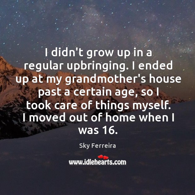 I didn’t grow up in a regular upbringing. I ended up at Sky Ferreira Picture Quote