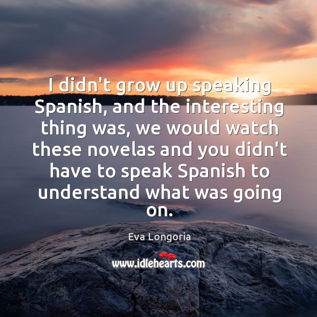 I didn’t grow up speaking Spanish, and the interesting thing was, we Eva Longoria Picture Quote